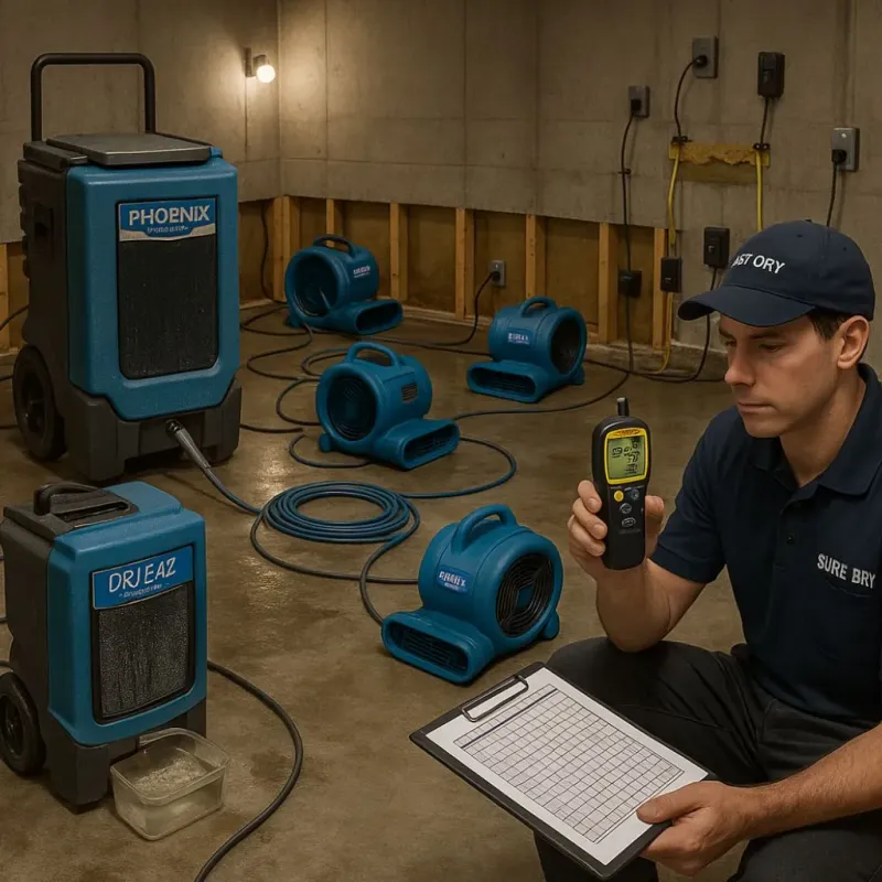 Structural Drying and Dehumidification process in New Vienna, OH